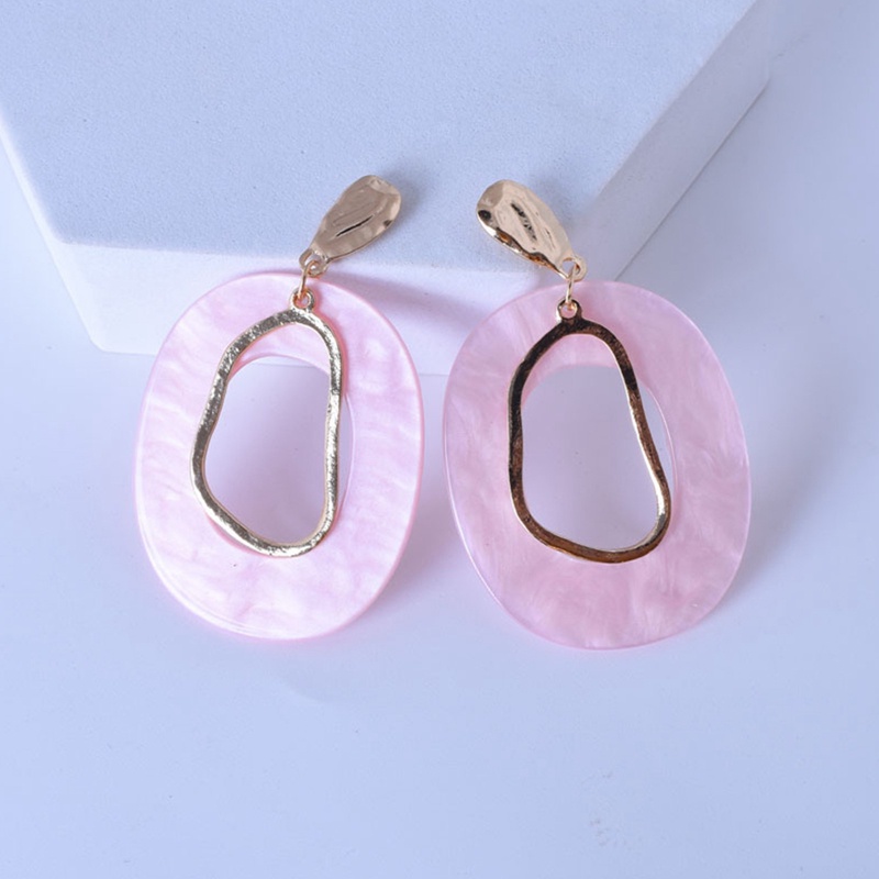 Anting Tusuk Gantung Bahan Akrilik Desain Geometri Warna Hijau Gaya Korea Untuk Wanita