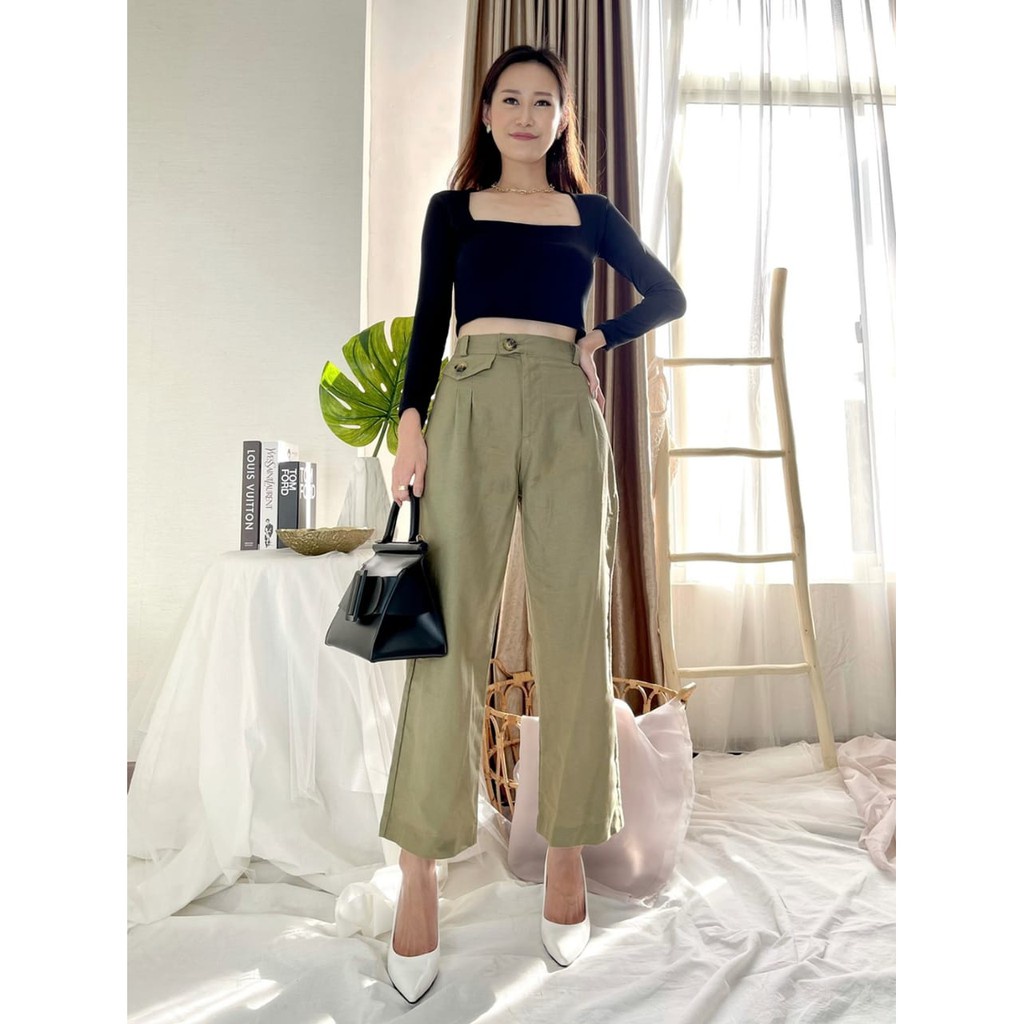 LINEN ANGEL LOOSE PANTS HIGHWAIST PREMIUM/CELANA KULOT WANITA/CELANA KULOT