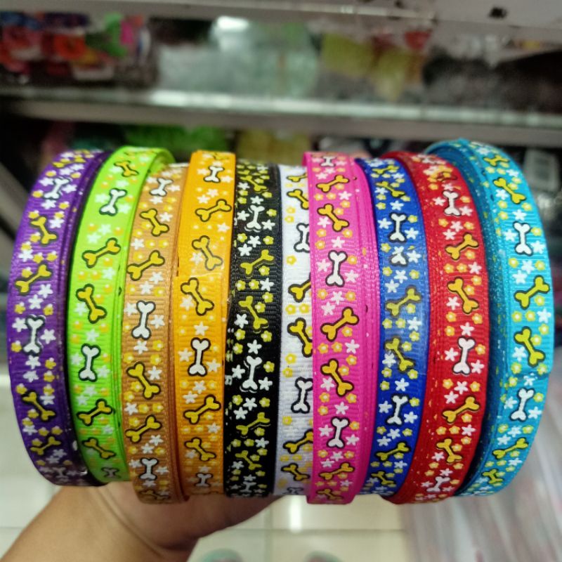

Pita Grosgrain Motif Tulang Bunga 3/8" (1cm)