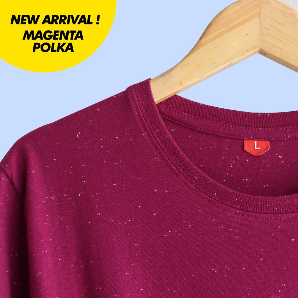 KAOS POLOS UNGU MAGENTA POLKA GALAXY APLIKASI / COTTON MAMBOO POCKET SAKU / BERCAK / BINTIK 2 WARNA