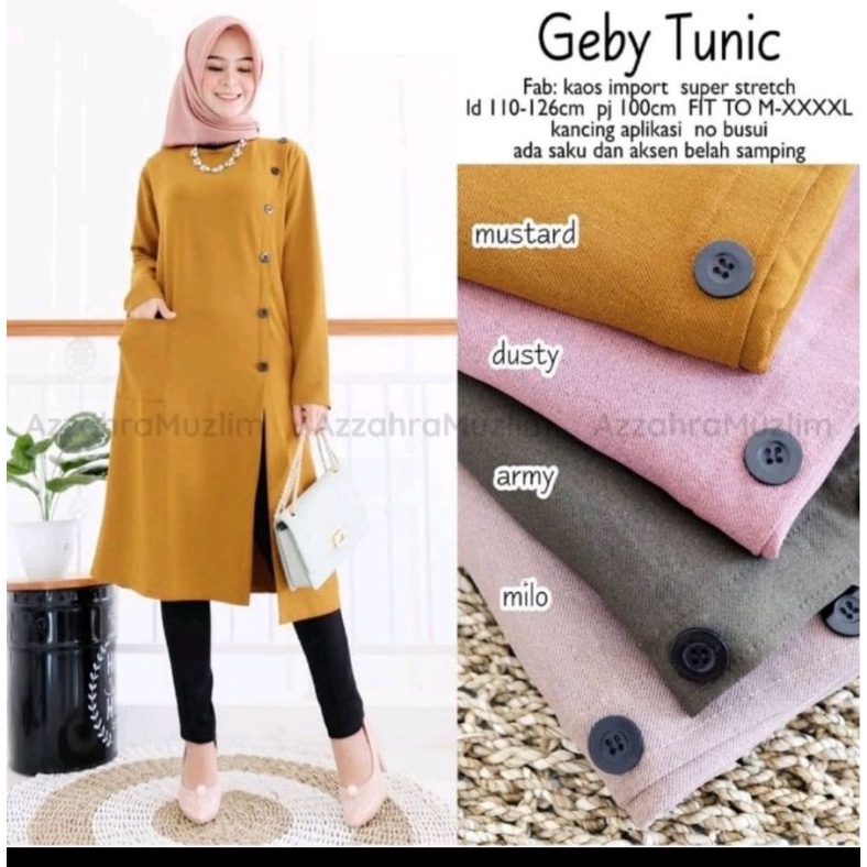 Atasan Tunik wanita gaby bahan Moscrepe size L XL XXL XXXL 4XL Ld 100 110 120 130 140