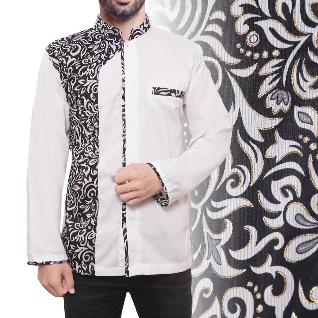 SB Collection Atasan Baju Billy Muslim Lengan Panjang Koko Kemeja Batik Pria