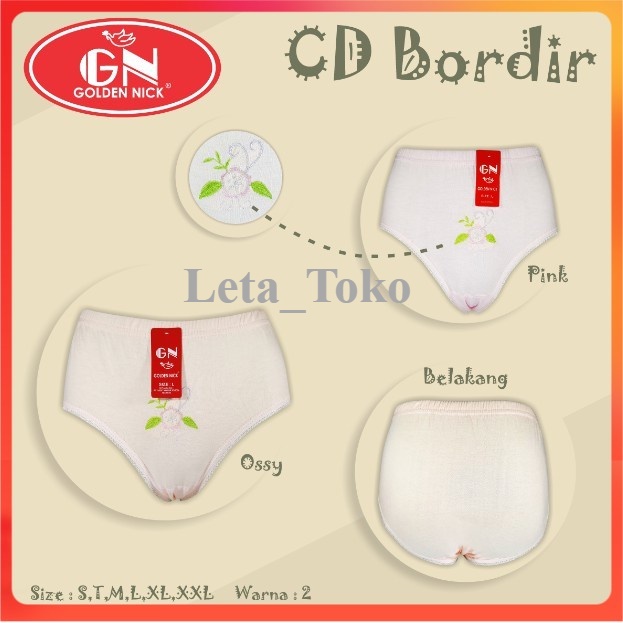Celana Dalam Wanita Lusinan Golden Nick CD Cewek Dewasa Motif Bordir Lembut 1 Lusin Murah