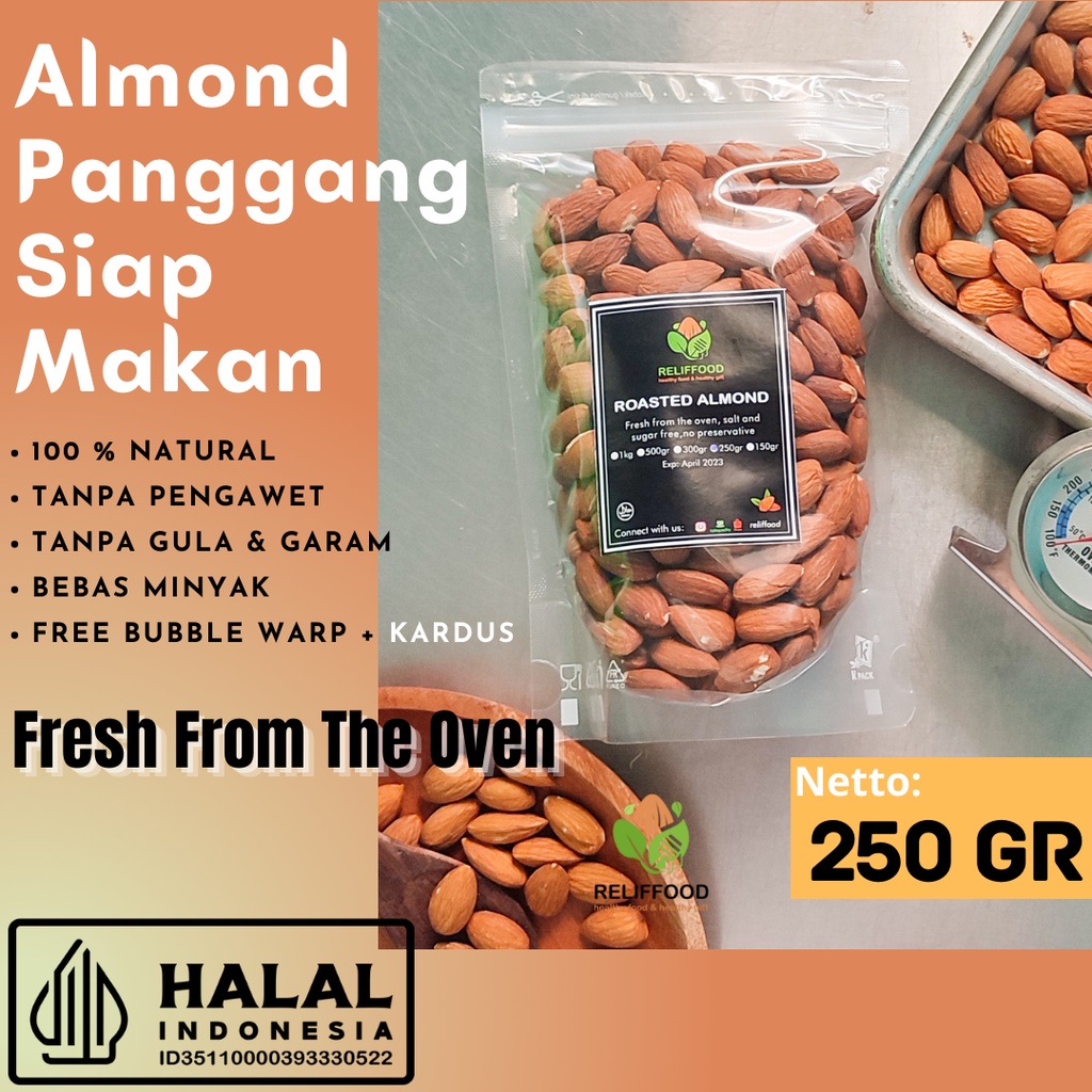 ROASTED ALMOND - KACANG ALMOND PANGGANG KUPAS 250 GRAM