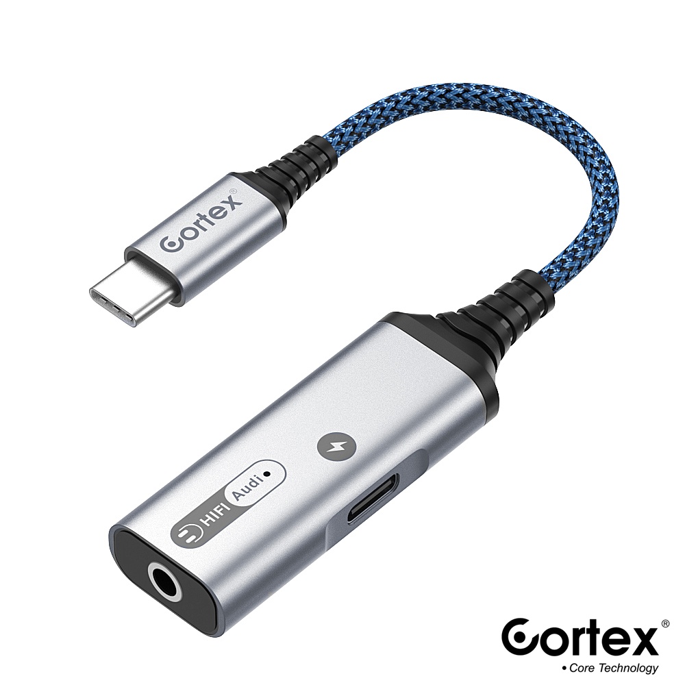 Cortex MH339 USB-C Splitter 2in1 Type-C to Charging + 3.5mm Audio Open Mic 60W Charging Adapter