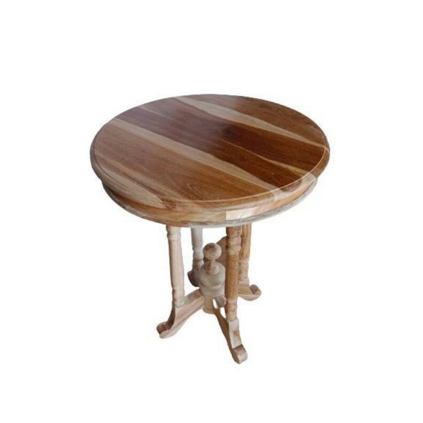 MEJA BULAT BUBUT KAYU JATI