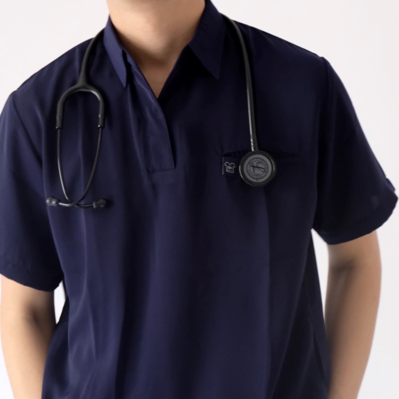 Baju Jaga POLO SS - DARK BLUE Scrubs Theatre Blues First Line Lengan Pendek