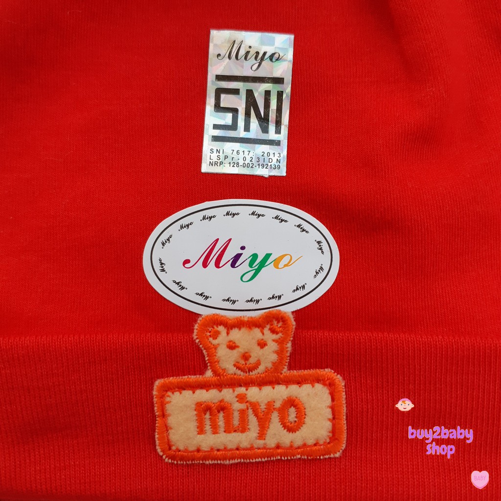 Topi bayi newborn model tali dan bulat MIYO Premium Candy Red 1 PCS