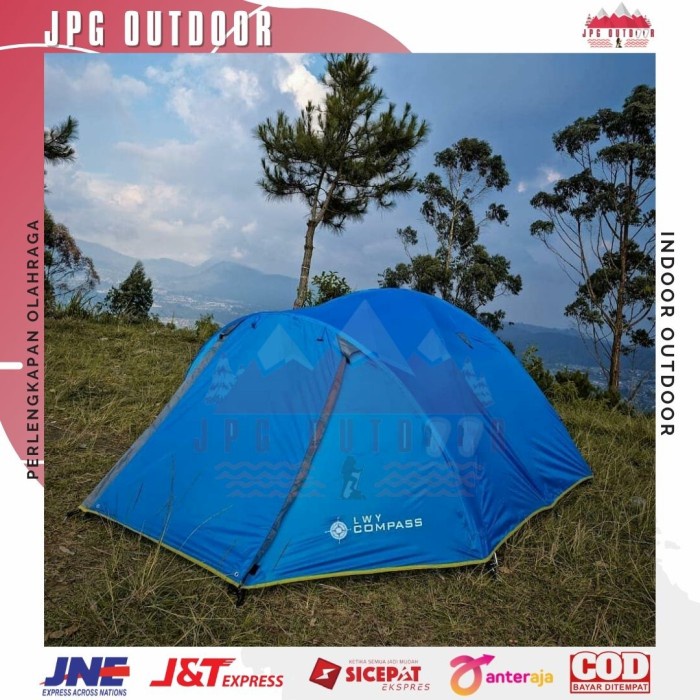 Tenda Camping LWY Compass 4p Double Layer Kapasitas 4 Orang Frame Fiber