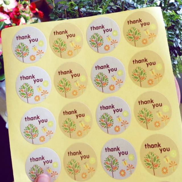 

Label sticker Thank You Motif Natural Daun Bunga Pohon Segel Kemasan Packaging Sealer Stiker Seal