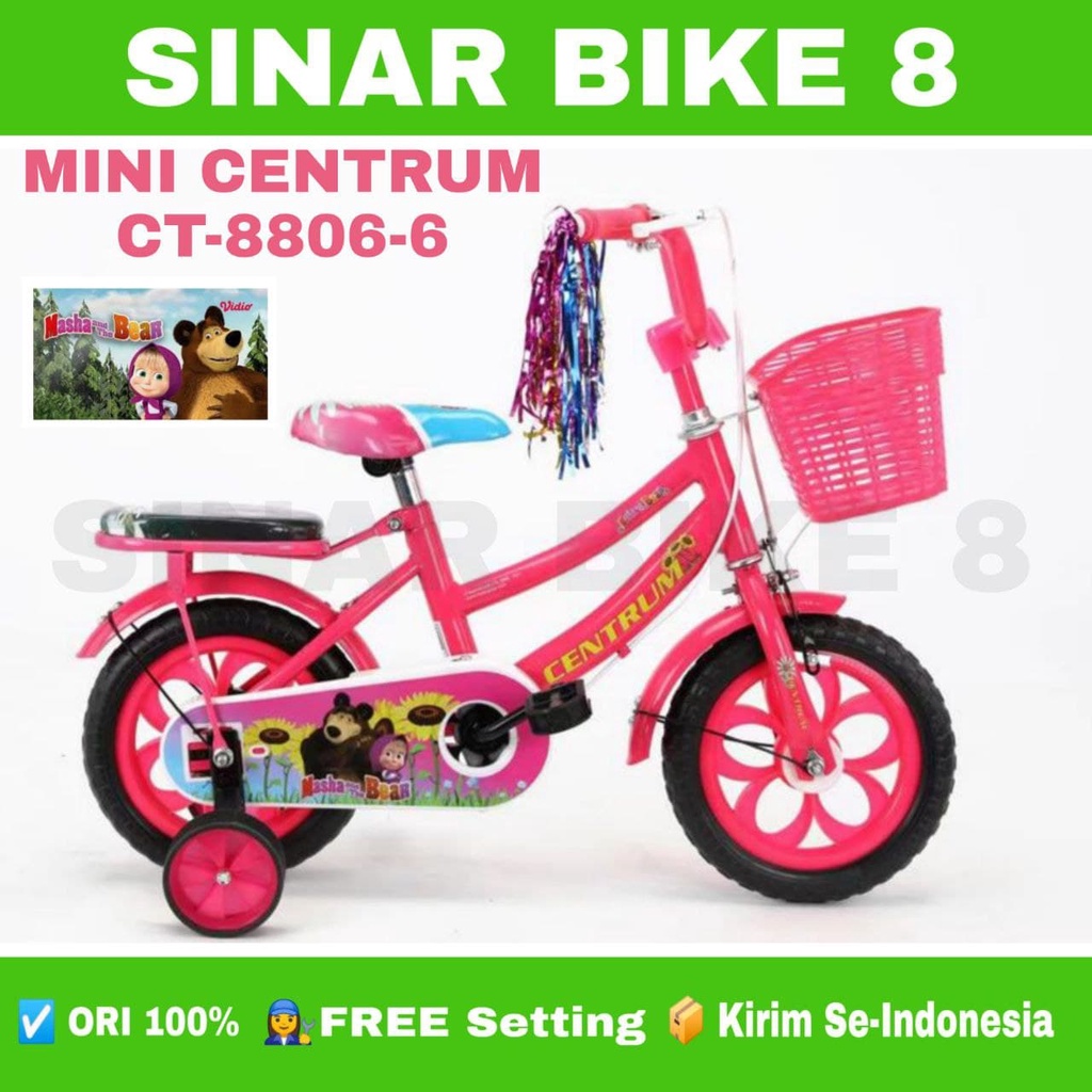 Sepeda Anak Perempuan MINI CENTRUM 8806-6 MARSHA Ukuran 12 Inch Untuk Usia 2-4 Th