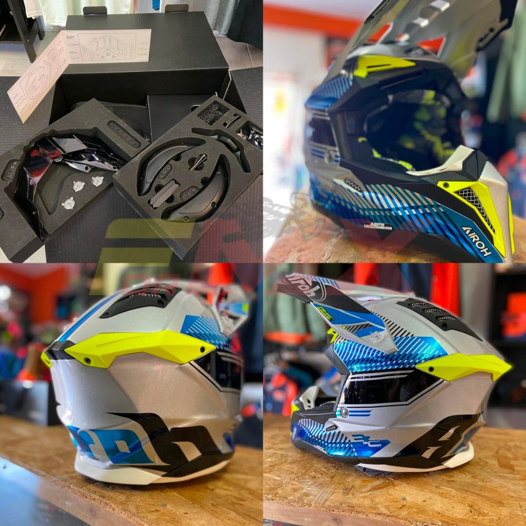 Helm Airoh Aviator 3 Helm Airoh Aviator 2021 Silver Chrome Wave