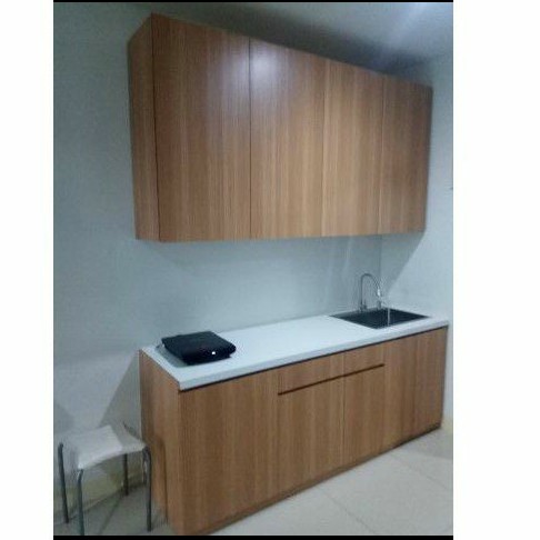 kitchenset custom kayu minimalis HPL ukuran 200/2 meter mewah meja lemari dapur rak bumbu rak piring