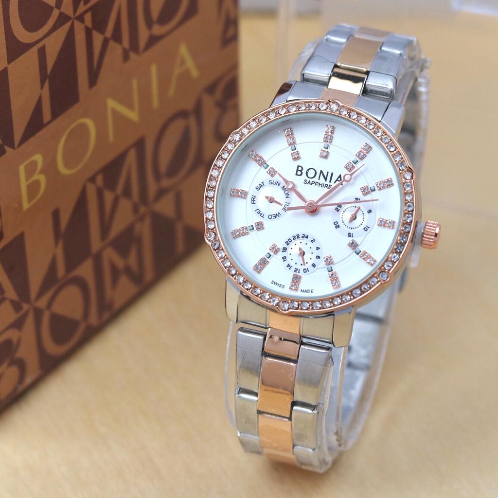 [COD] Jam Tangan Wanita Bonia B1795 Y Chrono Aktif Tanggal Aktif Tali Rantai Free Box Original & Bat