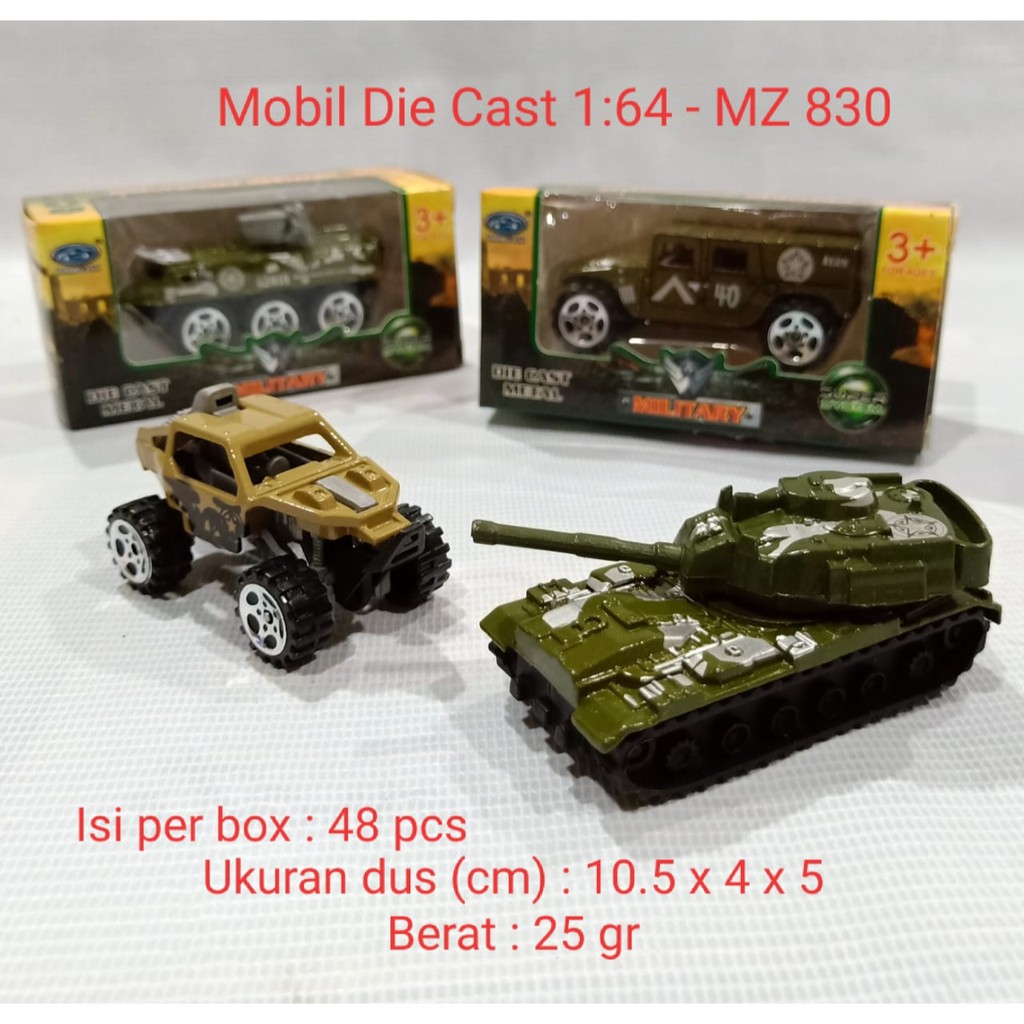 Metal Diecast MZ-830 Tank Military Mobil Baja Army Force Vehicle Miniatur Die Cast 1:64 Mainan Anak