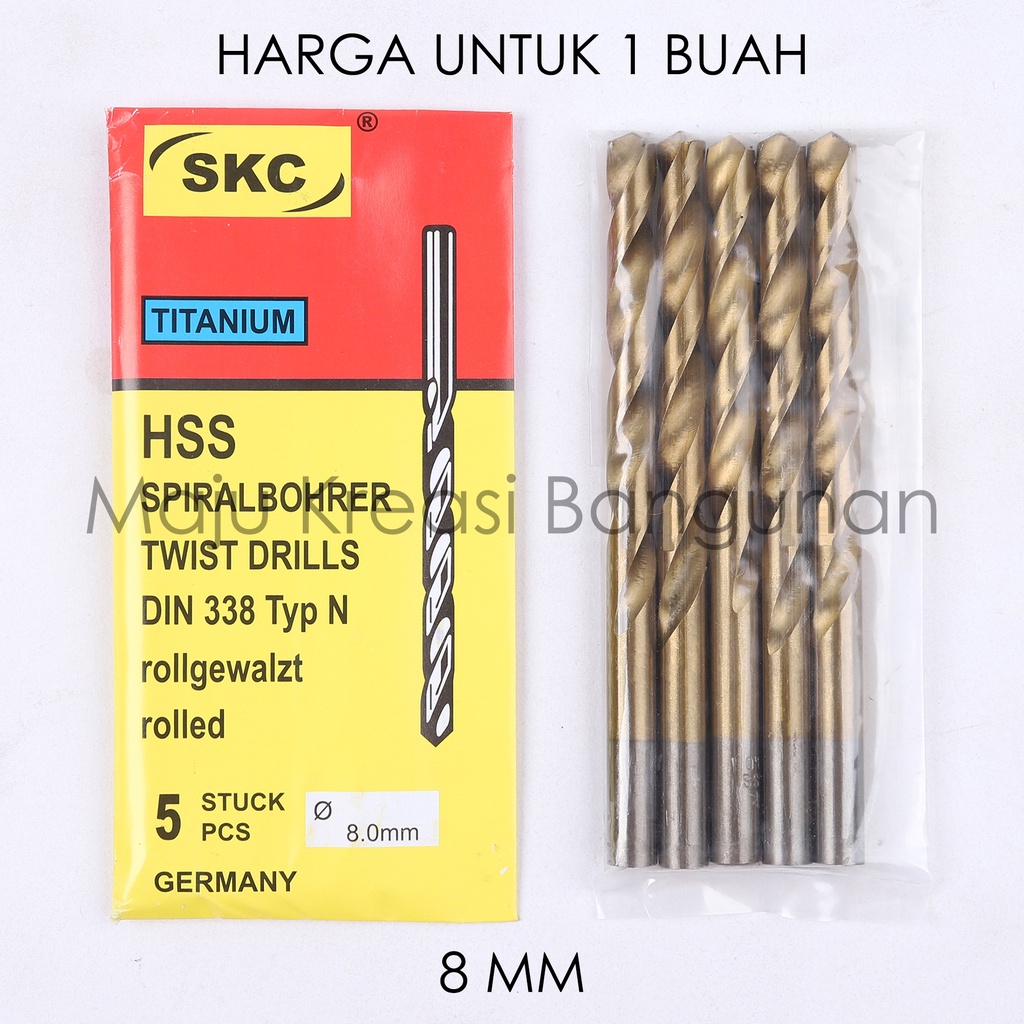 Mata Bor Besi Baja Kuning 8mm 8 mm Kuningan Twist Drill Titanium