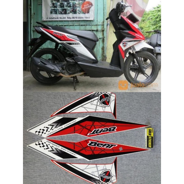 STIKER STRIPING BEAT NEW 2016 2017 MERAH