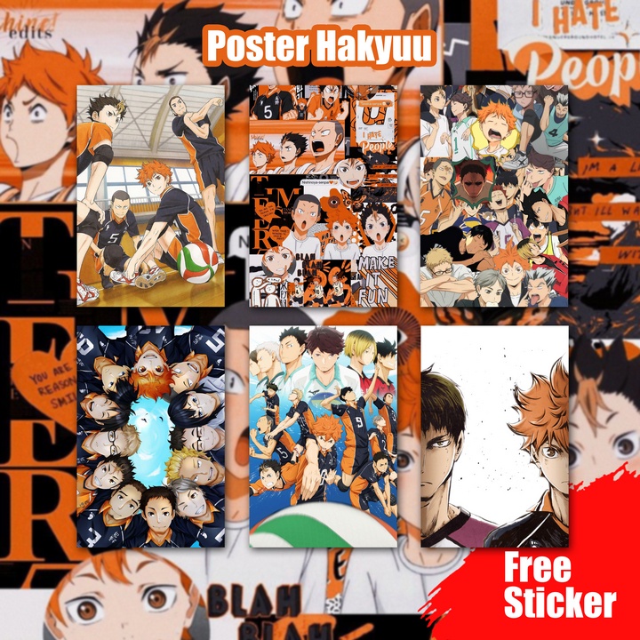 Poster Haikyuu Team Koleksi A4+ - Hinata Shoyo Kageyama Tobio Oikawa Tetsuro Bokuto Atsumu