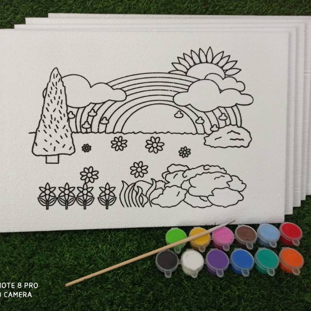 

(COD/BAYAR DI TEMPAT) Paket mewarnai 6 gambar cat 12 warna MURAH!!!