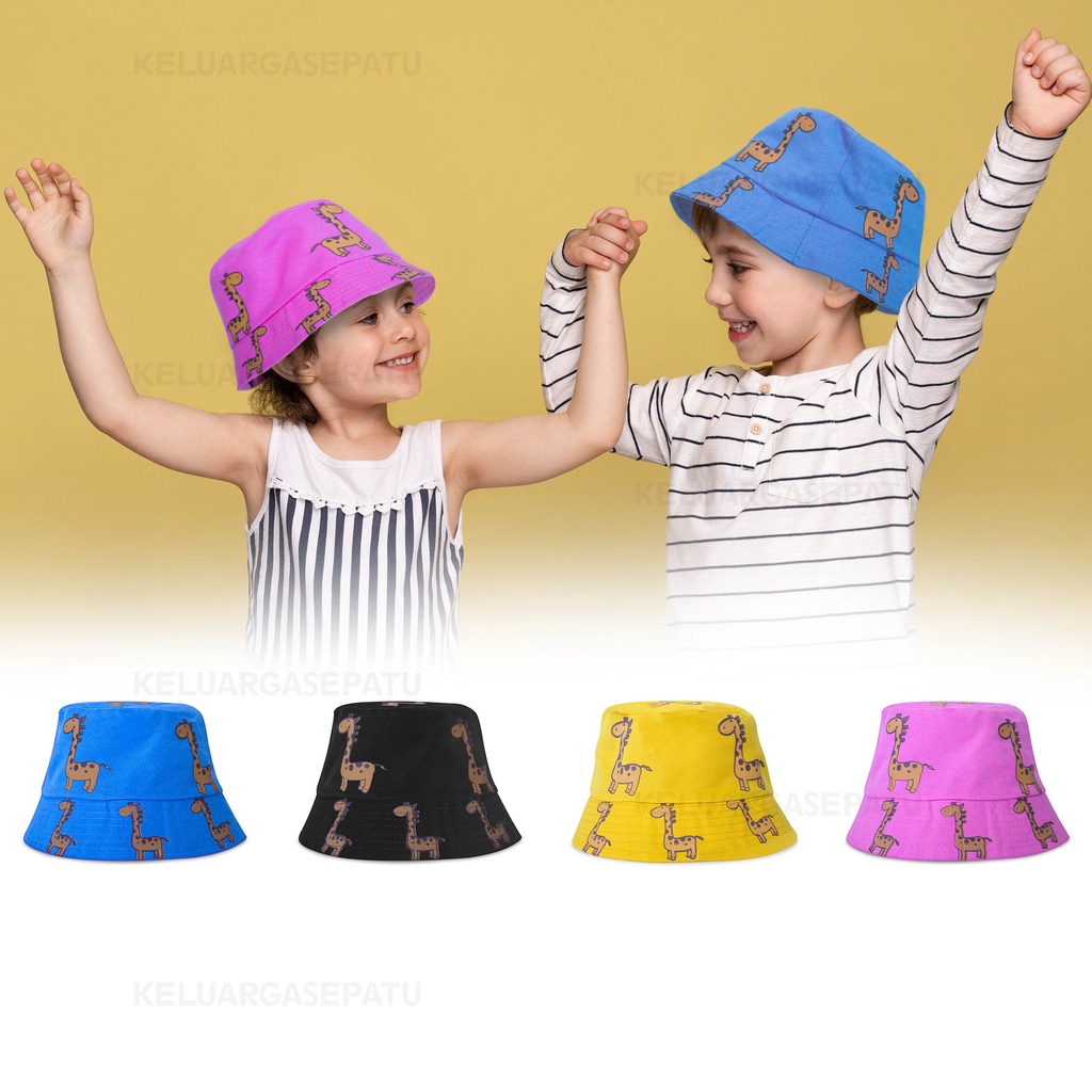 TOPI BUCKET ANAK MOTIF TOPI BUCKET JERAPAH TOPI BUCKET BAYI KARAKTER ANIMAL TOPI BUCKET LUCU