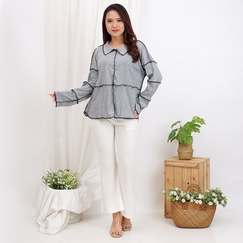 Kimberley Blouse Knit Big Size Desain Korea Terbaru