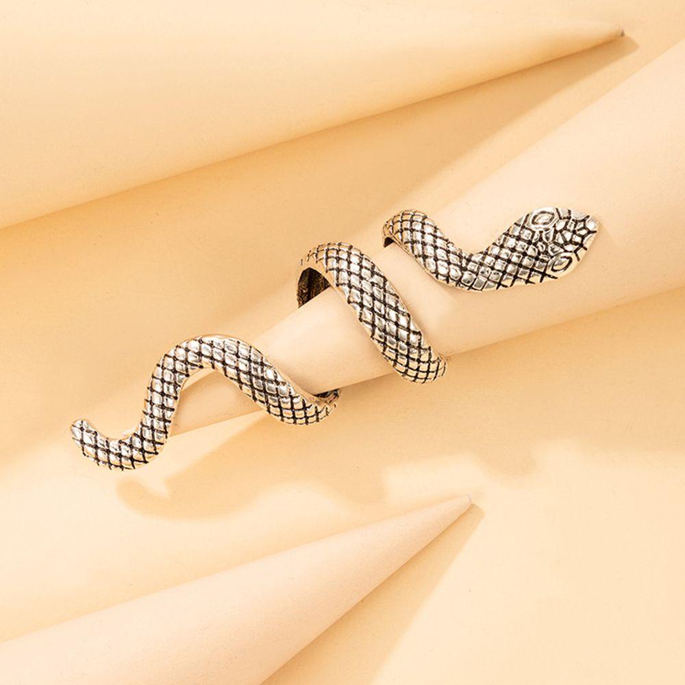 Needway  4pcs/set Snake Ring Set Adjustable Finger Buckle Sets Women Jewelry Accessories Minority Couple Fashion Exaggerated Alloy Valentine's Day Gift Korean Style Finger Ring/Multicolor
