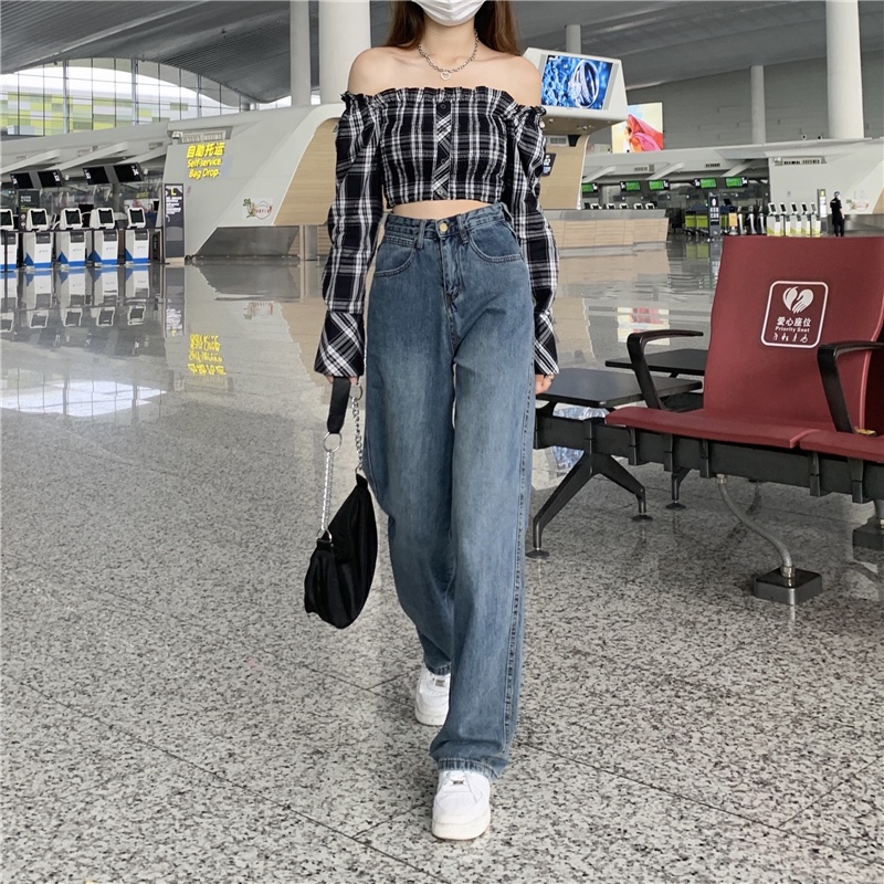 korean style new longgar vintage kekinian boyfriend celana jeans panjang wanita