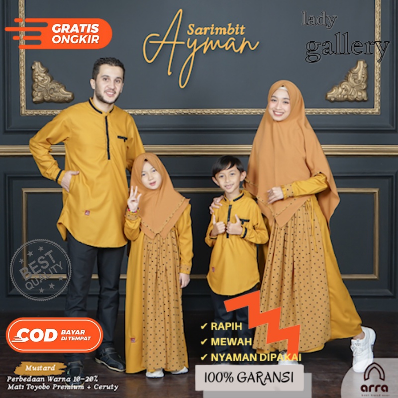 ARRA_Gamis sarimbit keluarga series AYMAN ayah ibu anak MUSTARD ORIGINAL ARRA