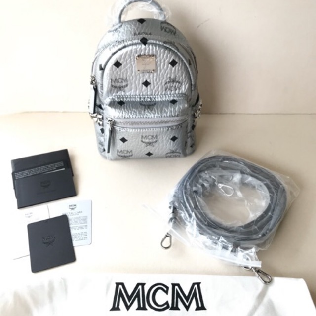 New MCM Mini Backpack Silver