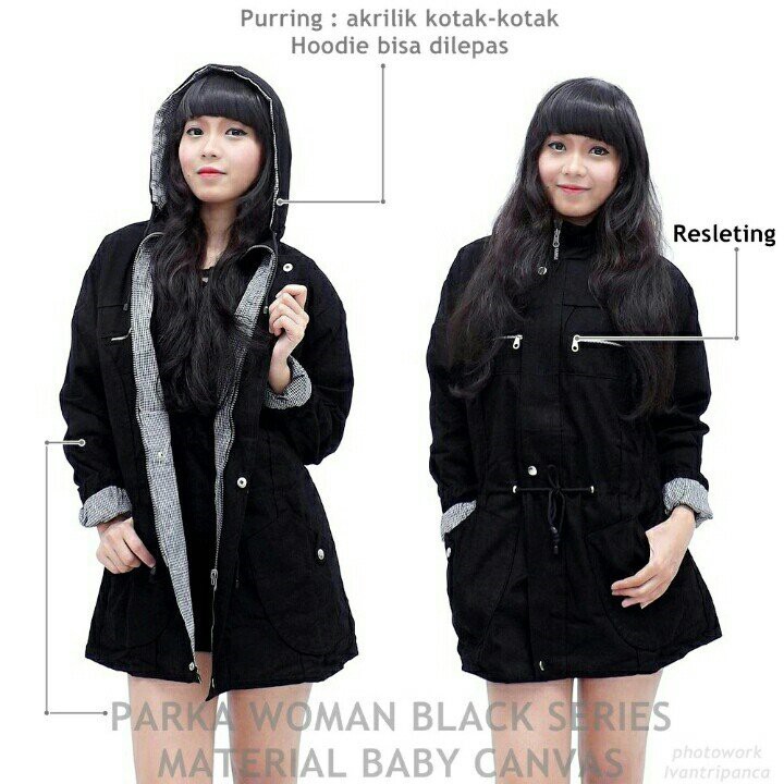 Jaket Parka Wanita Hoodie Musim Dingin