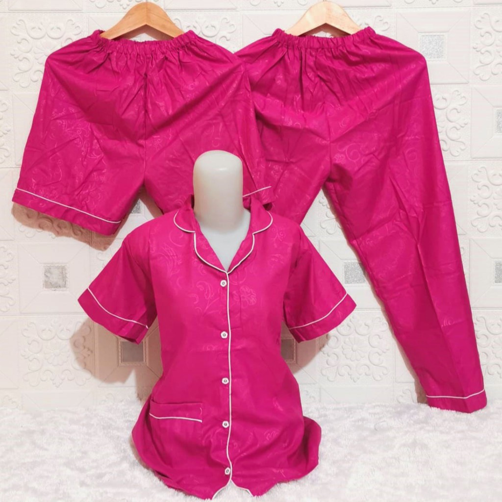 ISANNY PIYAMA SET SATEN EMBOS 3IN1 L/PIYAMA DEWAS/READY 20 WARNA-FANTA