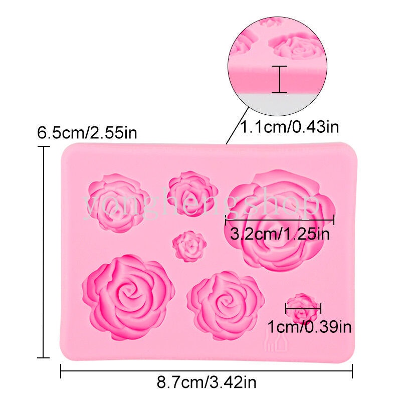 Cetakan Kue / Coklat Bentuk Bunga Mawar 3D Bahan Silikon Untuk Dekorasi