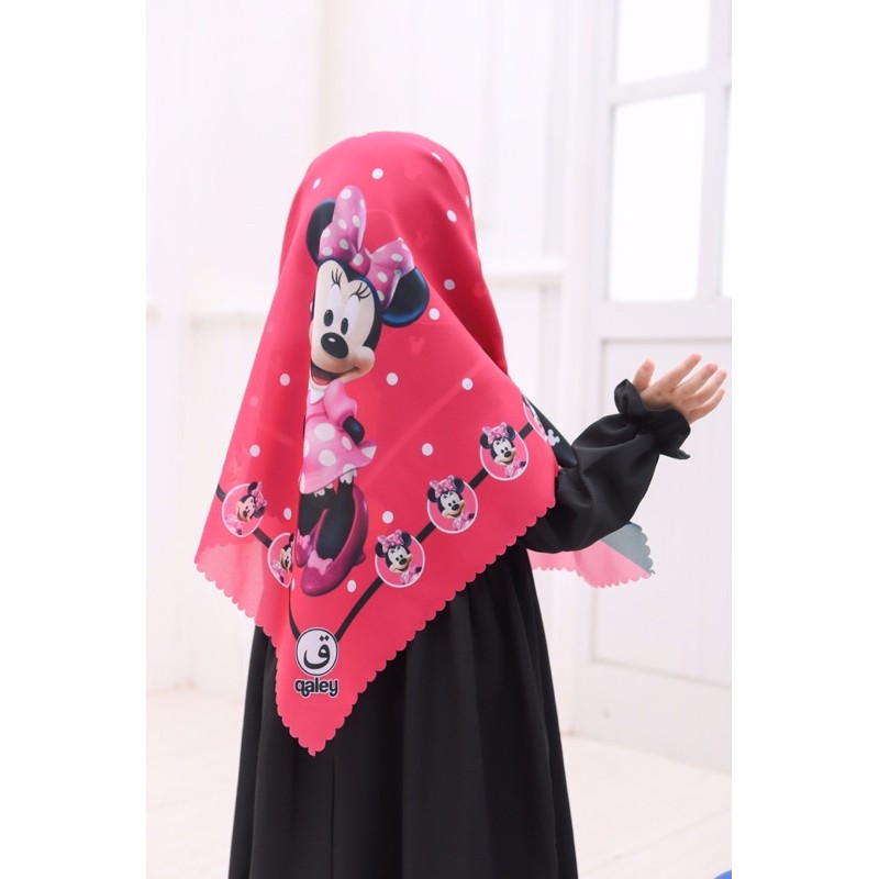 VOAL PRINTING MOTIF MICKEY MINIE 2 TONE (PINK HITAM)