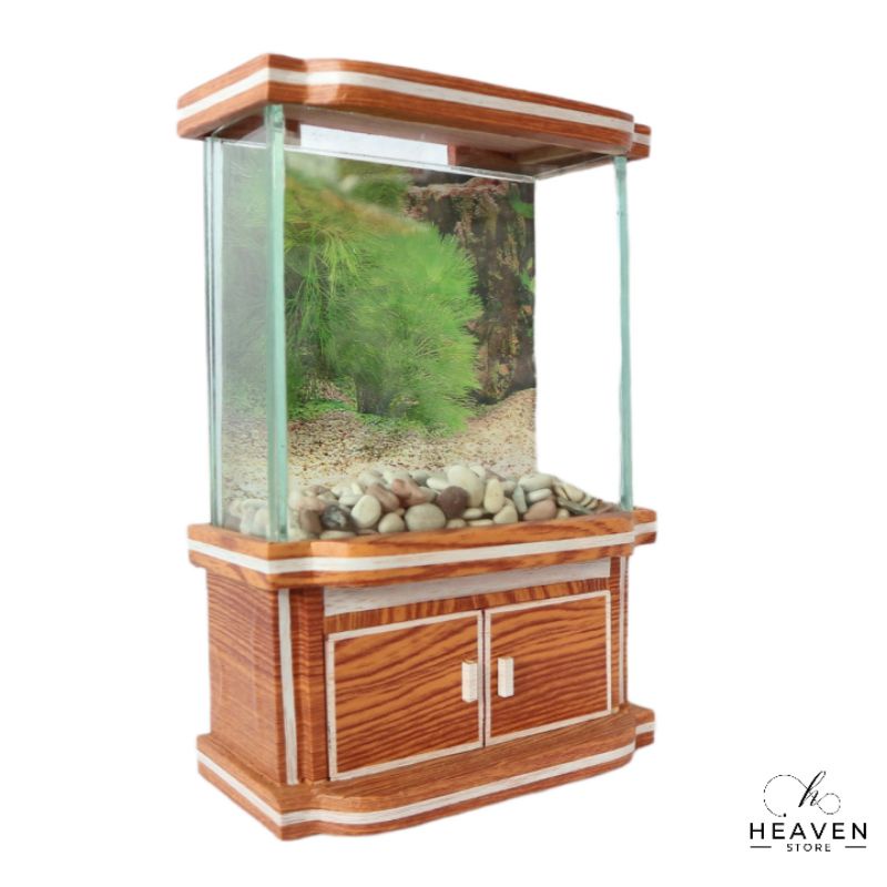 Aquarium Fullset, Lemari / Buffet, Lampu LED, Batu Aquarium / Pasir Aquarium, Background Aquarium, A