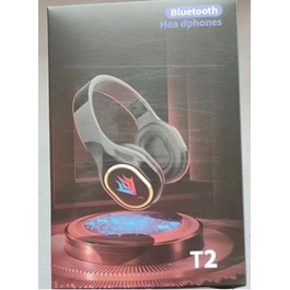 Headset Bluetooth Gaming Earphone Stereo Headphone Music Over Ear With Mic 9D Dynamic HD Sound RGB Light For Komputer Laptop Handphone- T2