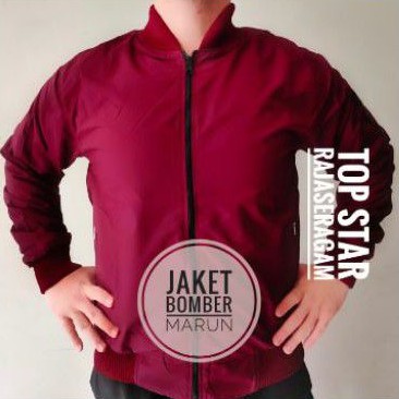 JAKET BOMBER MERAH MAROON POLOS PREMIUM ORIGINAL WATERPROOF