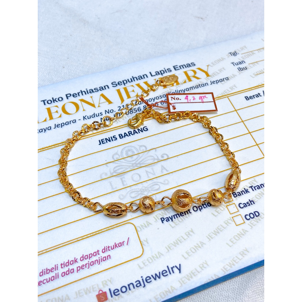 Gelang Rantai Bulat + Oval Titanium Emas G028