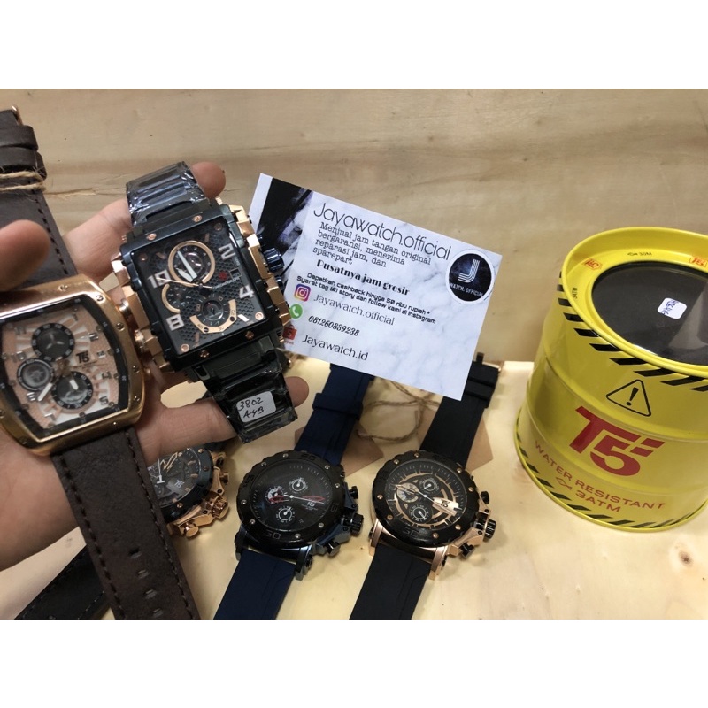 PAKET USAHA 5 JAM TANGAN T5 ORIGINAL JAM TANGAN MODEL SPORT KULIT PRIA JAM TANGAN MODEL SPORT RANTAI