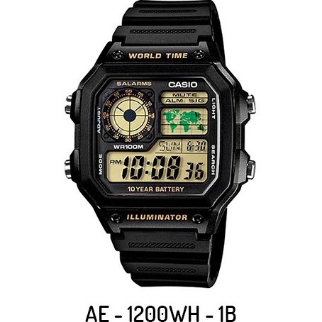 Casio Original AE-1200WH Jam Tangan Pria - Digital - Karet - Hitam