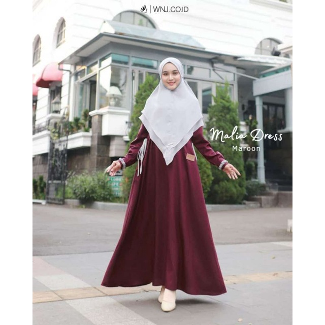 Gamis polos cantik katun madina // Malia dress by wnj.id