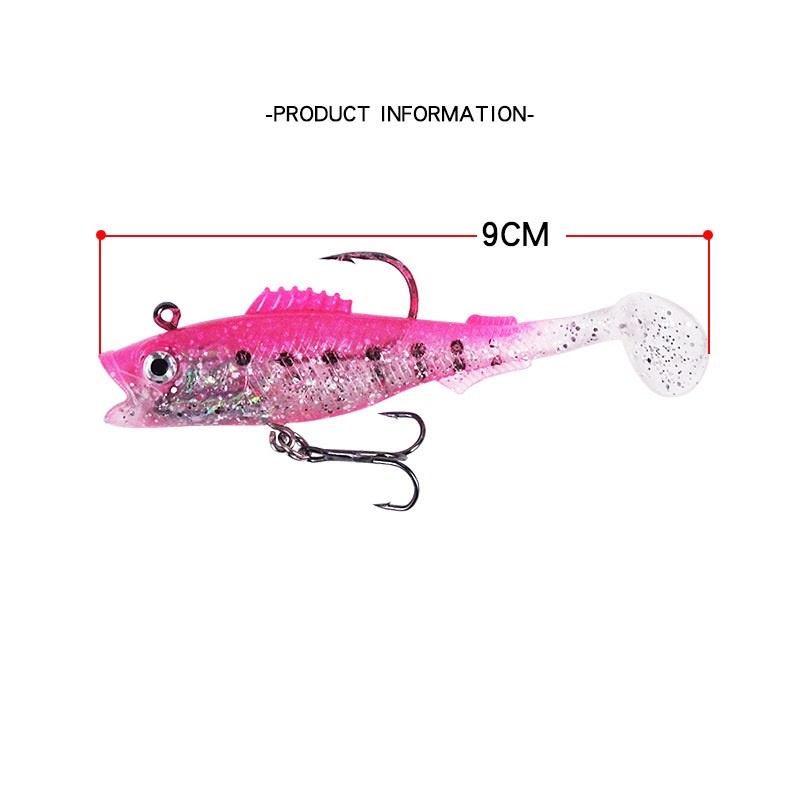 1Pcs New Soft Umpan Pancing Swimbait 9cm 14g Luminous Fishing Lure Ikan Bass Wobbler Sinking Bait Kail Memancing Tackle