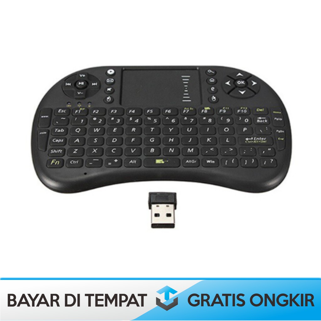 KEYBOARD MINI WIRELESS i8 2.4GHz DENGAN TOUCH PAD DAN FUNGSI MOUSE - TAFFWARE MINI KEYBOARD WIRELESS