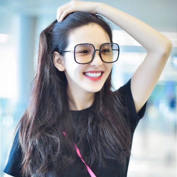 Kacamata Wanita Retro Square Oversized Anti Blue Light / Kaca mata Over size Korean Fashion Hitam Import Sunglasses / TV-127