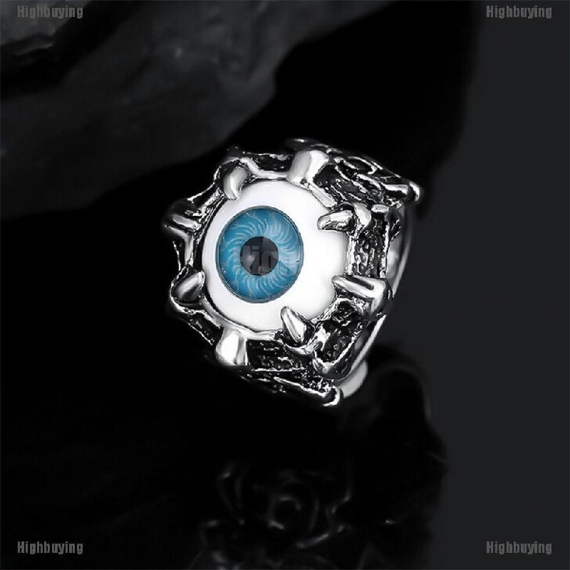 Hbid Glory 1pc Cincin Stainless Steel Desain Cakar Naga / Tengkorak / Evil Eye Gaya Gothic Untuk Pria