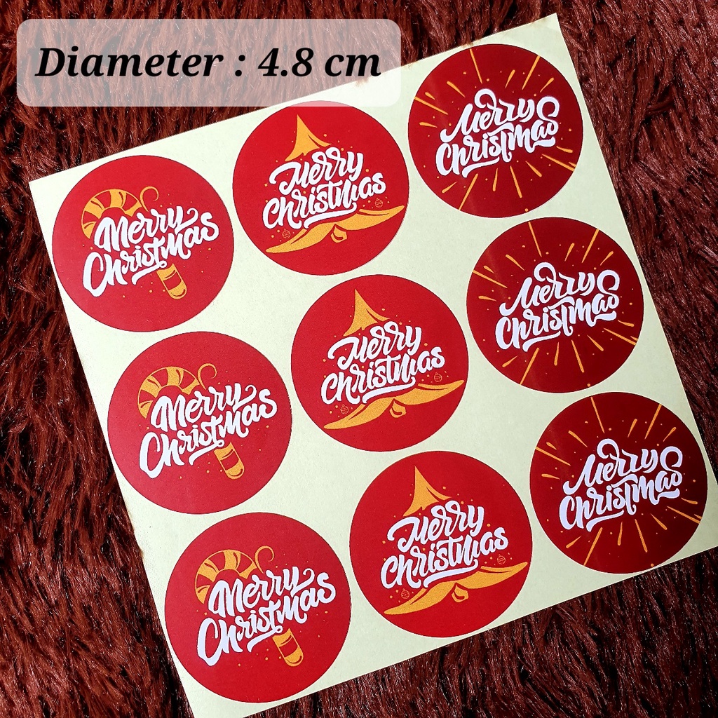 

Sticker Natal / Merry Christmas Bulat 4.8 cm - Stiker Hampers B