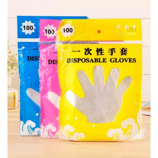 TGM - Sarung Tangan Plastik Isi 100Pcs Disposable Plastic Gloves Sekali Pakai Bening Polos Transparent