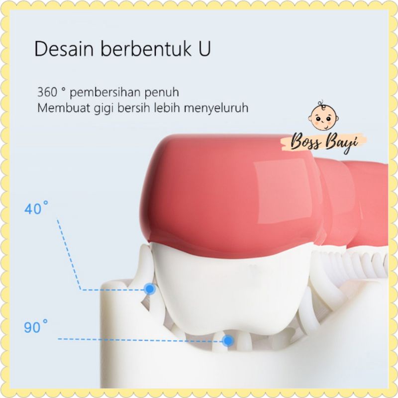 Sikat Gigi Anak Balita Bahan Silikon Bentuk U / Training Toothbrush U-Shape - Tooth Cleaning Mousse / Pasta Gigi Anak