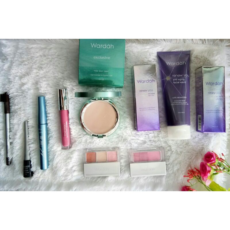 WARDAH PAKET (BERHADIAH) MAKE UP EXCLUSIVE + RENEW YOU / PAKET SESERAHAN HANTARAN LIPCREAM