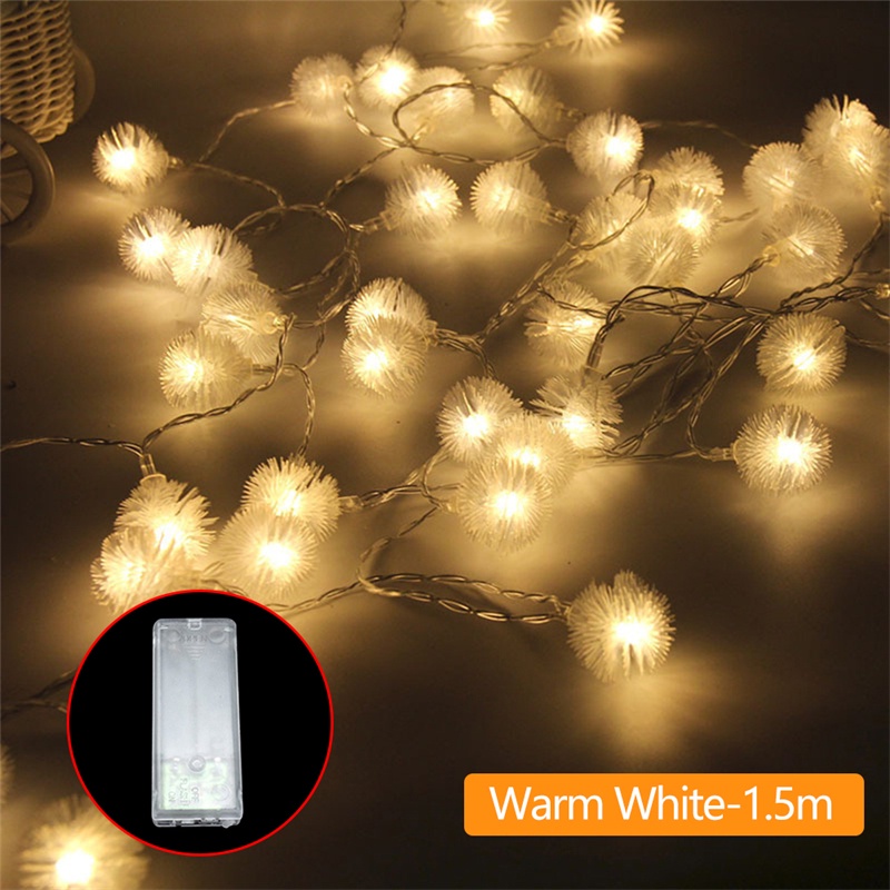 Tk Lampu String Led 1.5m / 2m Bentuk Bola Salju Dandelion Untuk Dekorasi Natal