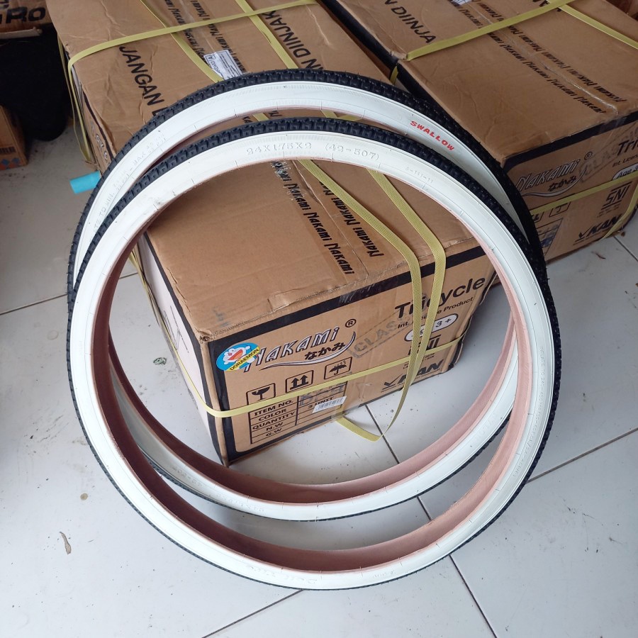 Ban Luar Swallow 24 x 1.75 Sepeda Mini Polygon Sierra White Wall Putih